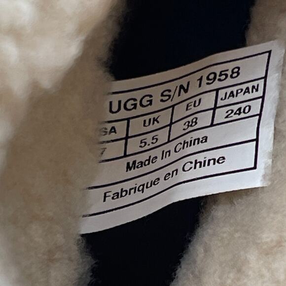 UGG Lynnea Boots Womens Size 7 Brown Leather Sheepskin Fold Over Shearling - Picture 8 of 8